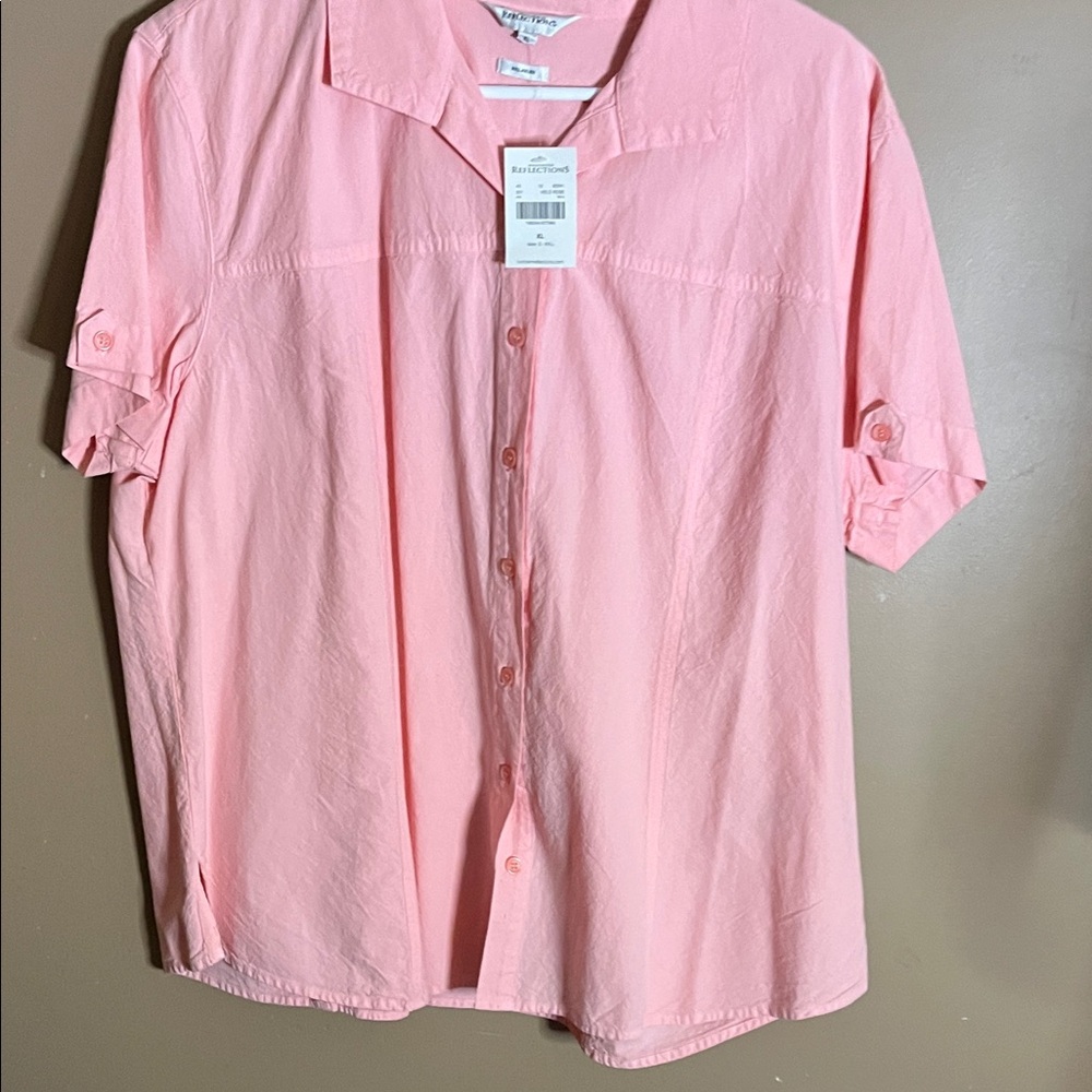 😄Peach cotton blouse NWT relaxed fit xl